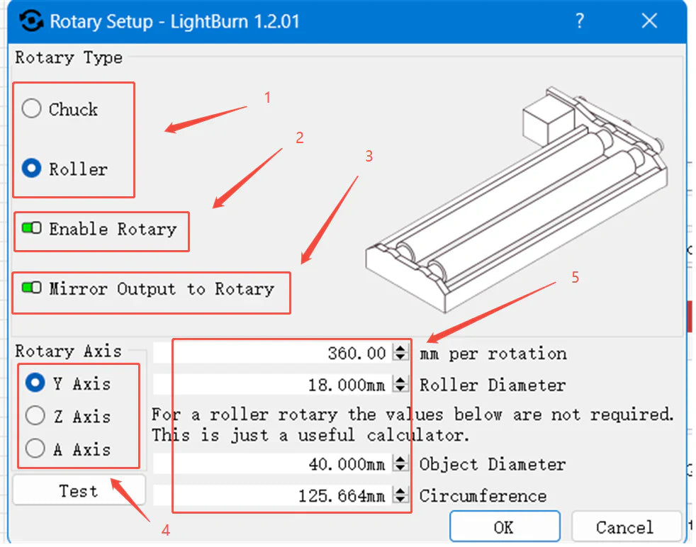 LONGER How To:Enable Rotary Mode in LightBurn