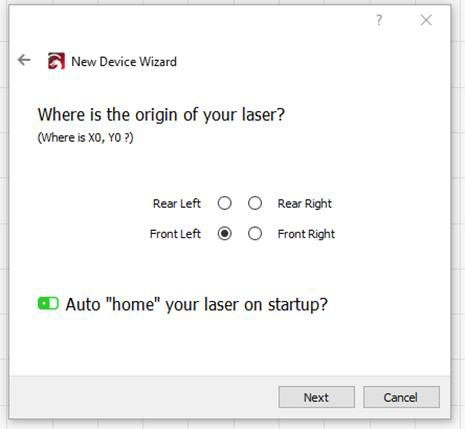 Where is the origin of your laser
