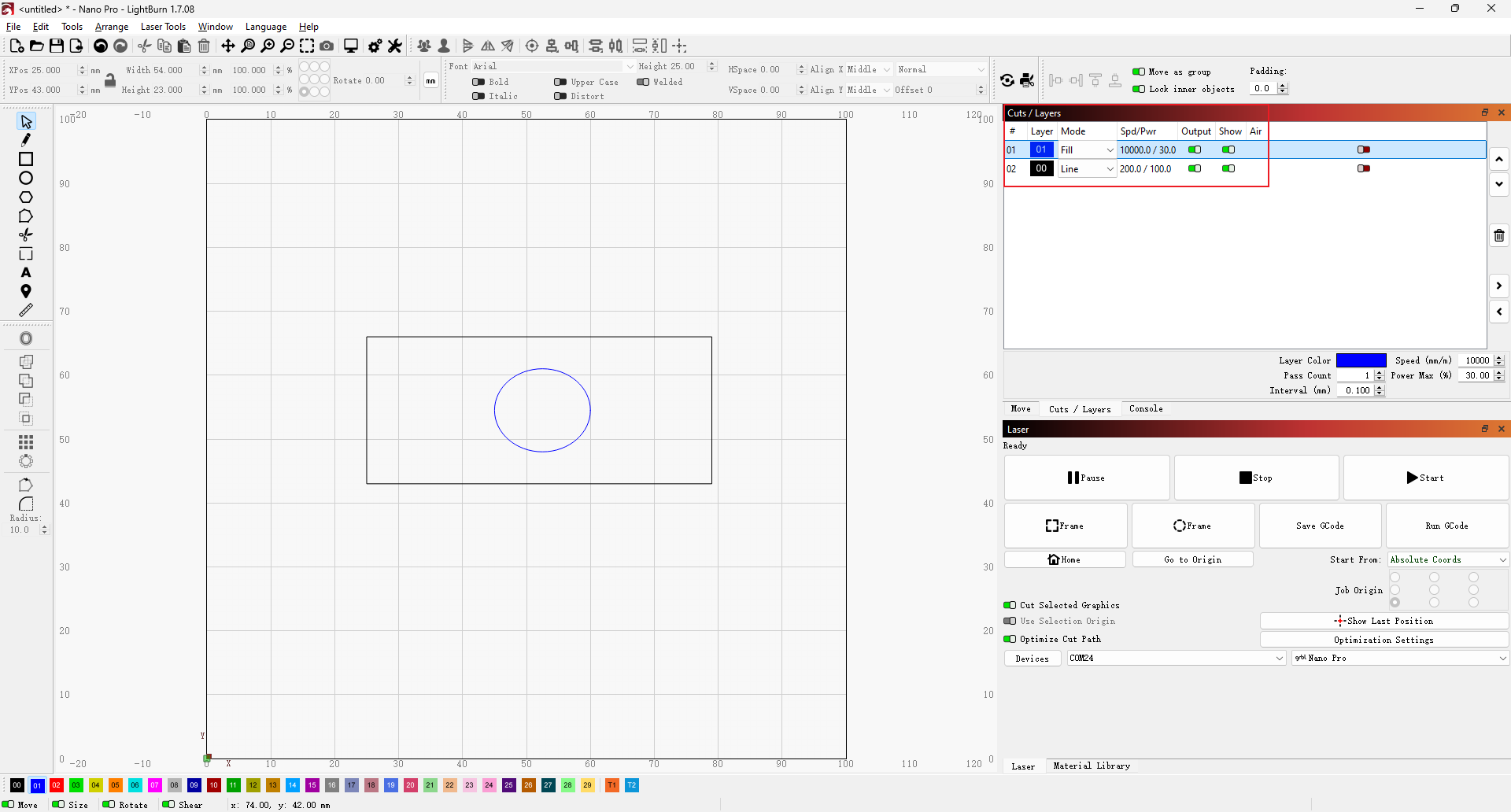 How to set the engraving and cutting order
