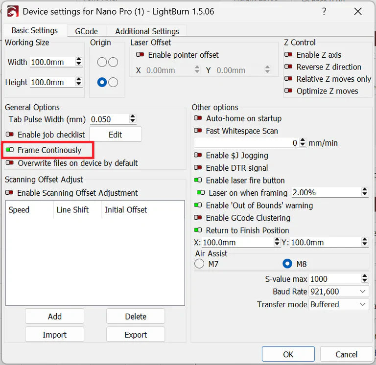 LONGER How to: Enable Framing Mode on Lightburn for Longer Laser Engravers
