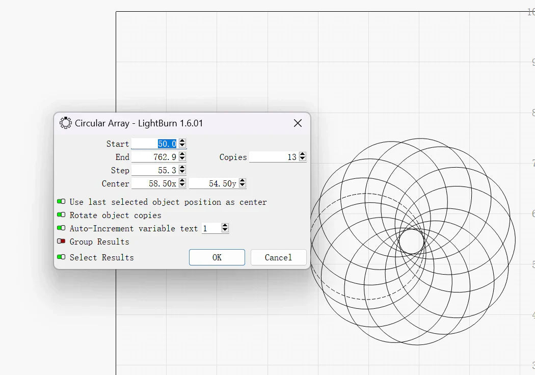 LONGER How To：Use the Circular Array Feature in LightBurn