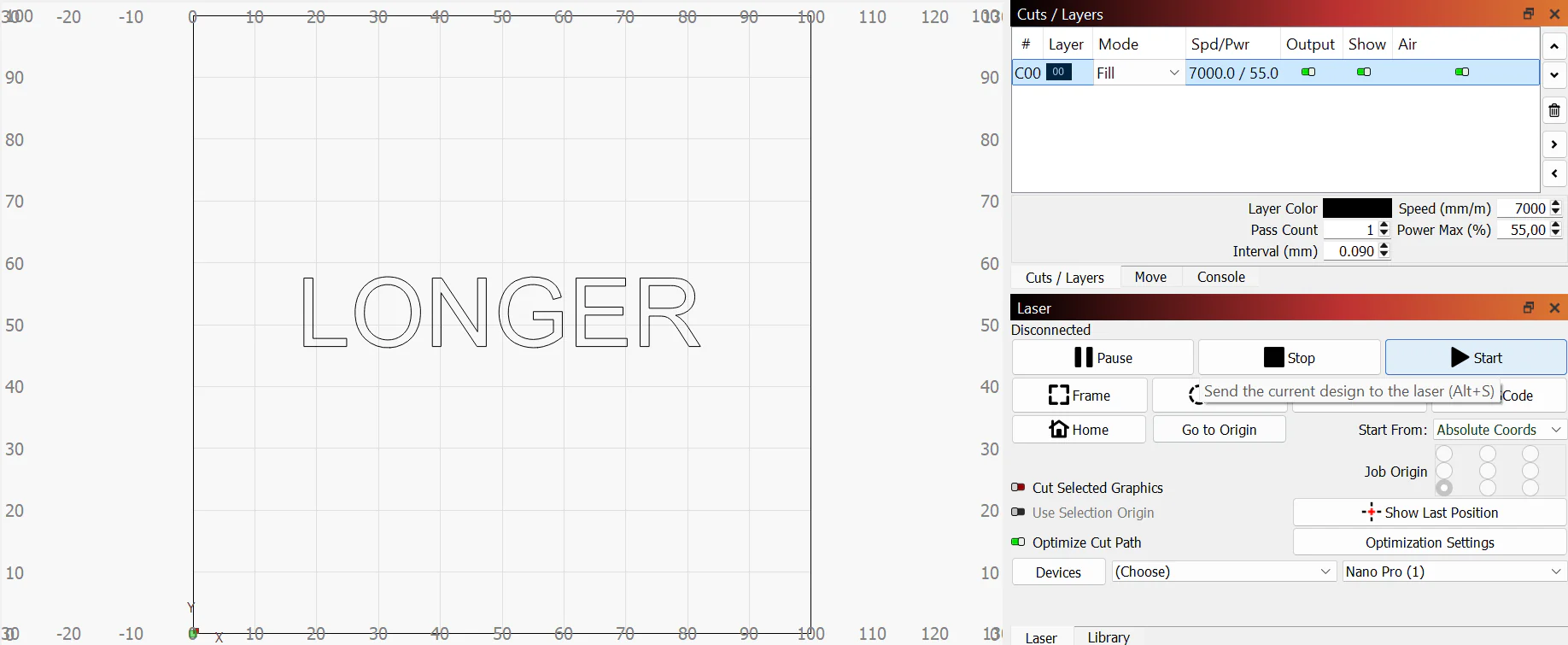 How to Set a Confirmation before to Start on Lightburn for Longer Laser Engravers