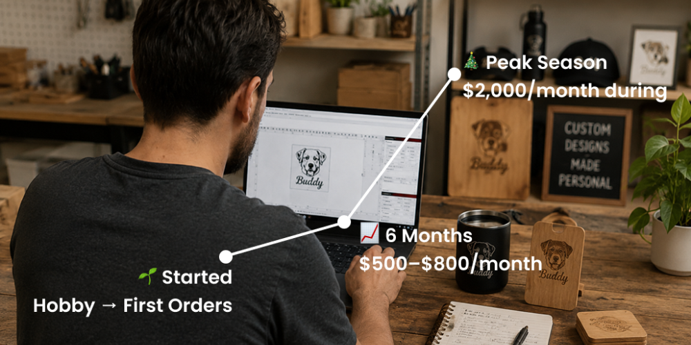 From Weekend Experiments to $2,000 a Month: How an IT Engineer Built a Side Business With a 40W Laser