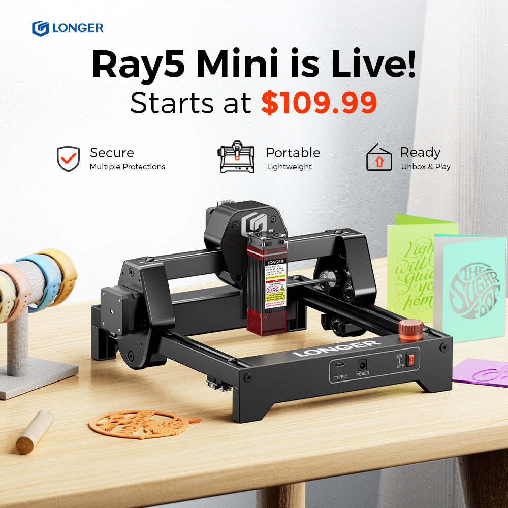 🚀 Compact Power, Big Possibilities! Introducing the LONGER Ray5 Mini — The First Mini Laser Engraver with Emergency Stop