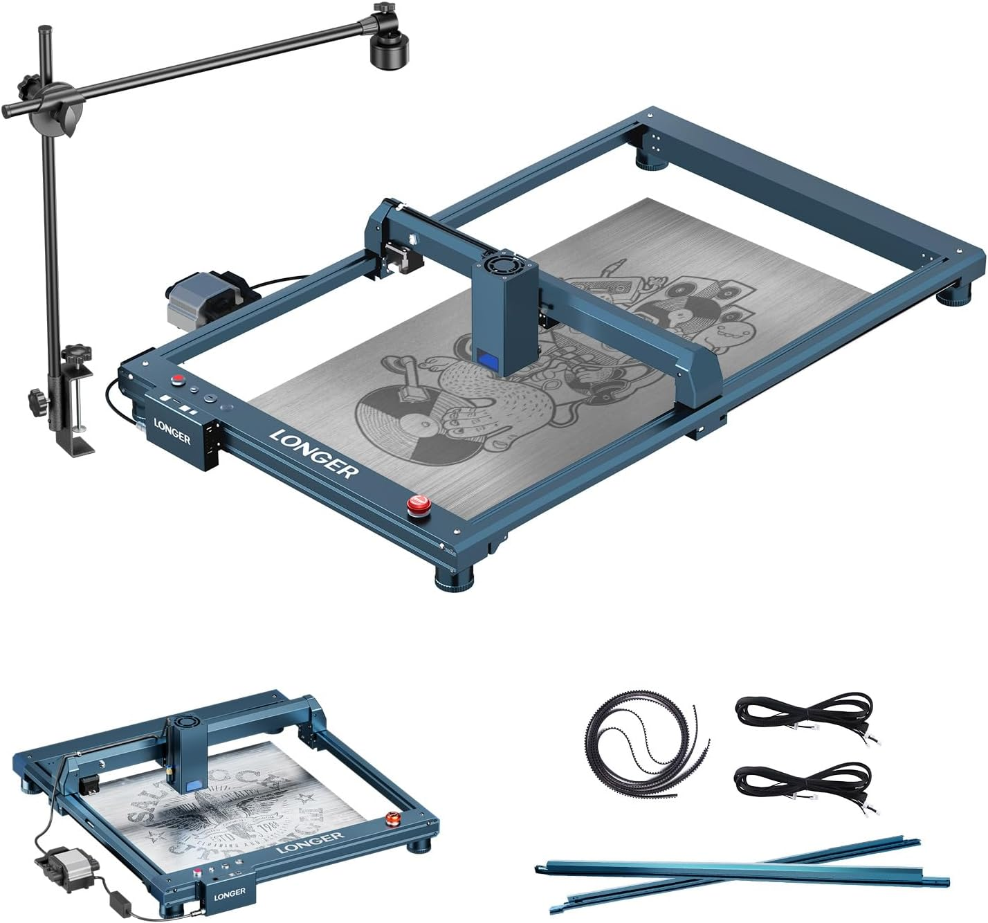 Longer Laser B1 20W Laser Engraver Cutter with Auto Air Assist, with Camera Kit, Auto Positioning & Capture, Y-Axis Extension,DIY Laser Engraver for Wood and Metal, Paper, Acrylic, Glass, Leather
