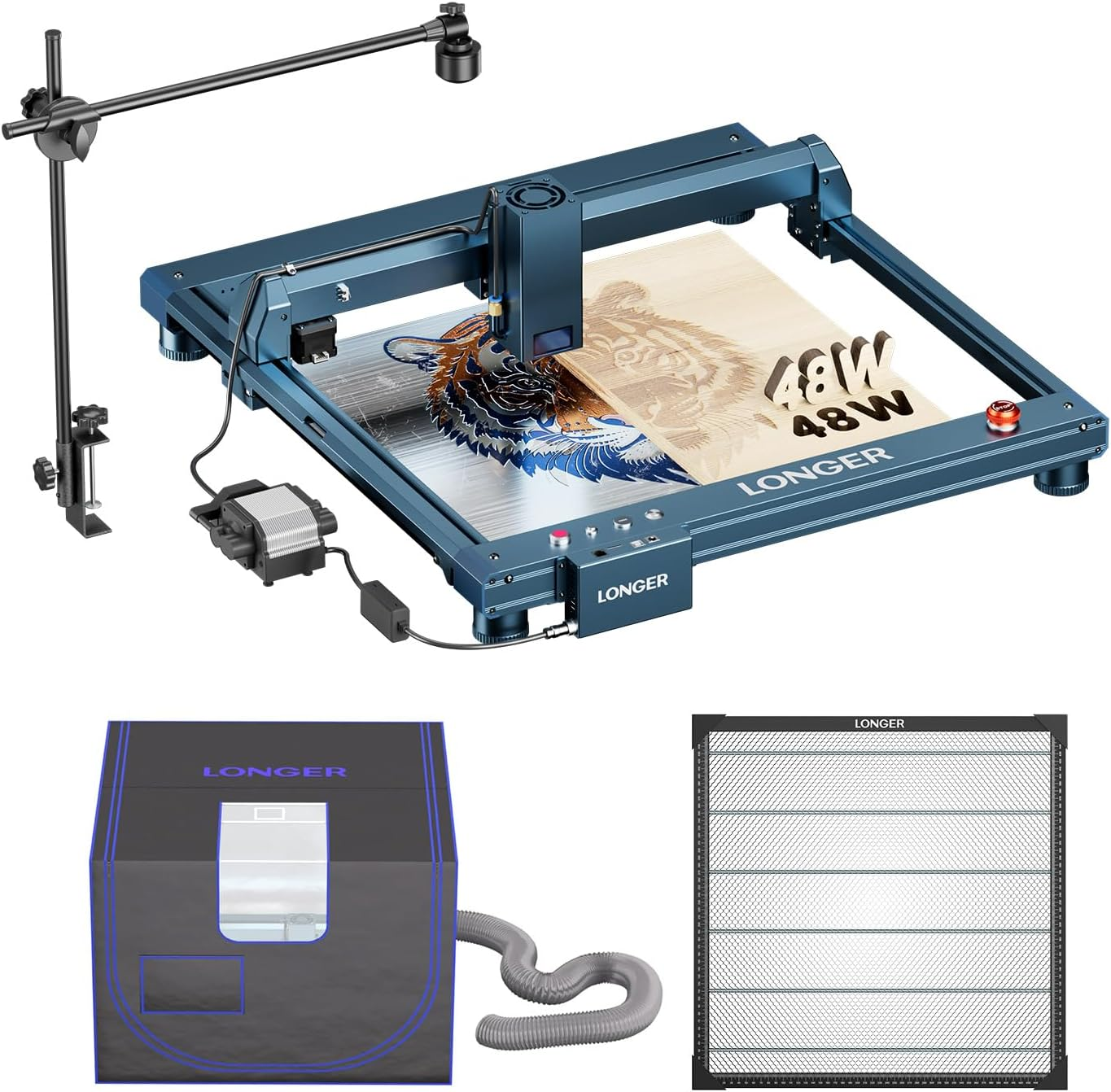 Longer B1 40W Laser Cutter with Air Assist, with Camera Kit, Auto Positioning & Capture,19.7