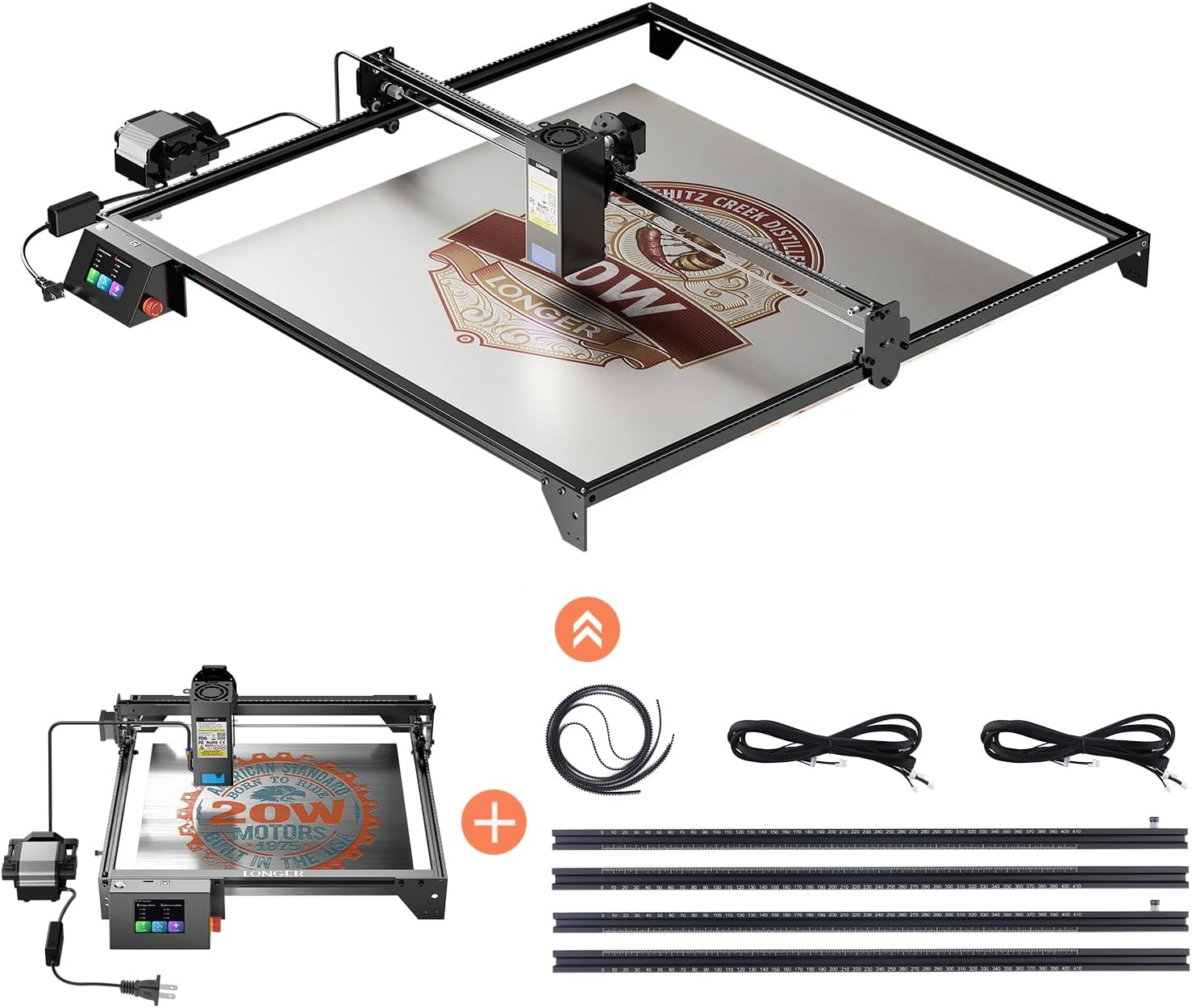 LONGER RAY5 20W Laser Engraver Bundle, Three-in-One Laser Engraving Machine with Air Assist & XY-Axis Extension, 33.4