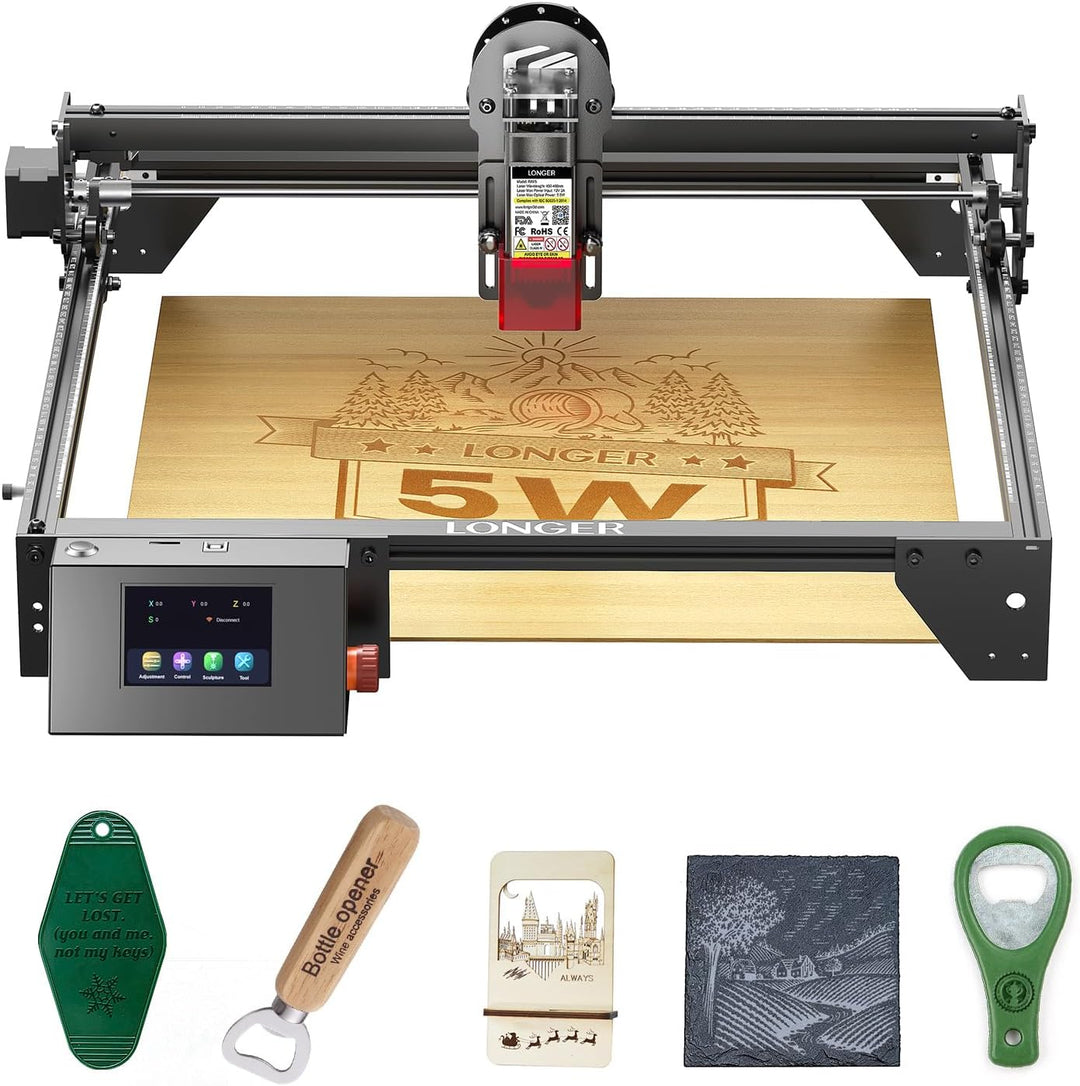 Longer RAY5 Laser DIY Engraving Machine ，5W Output Power, 40W High Precision Laser Engraving Machine, Suitable for Wood, Metal, Glass, Acrylic, Leather 15.7"x15.7"