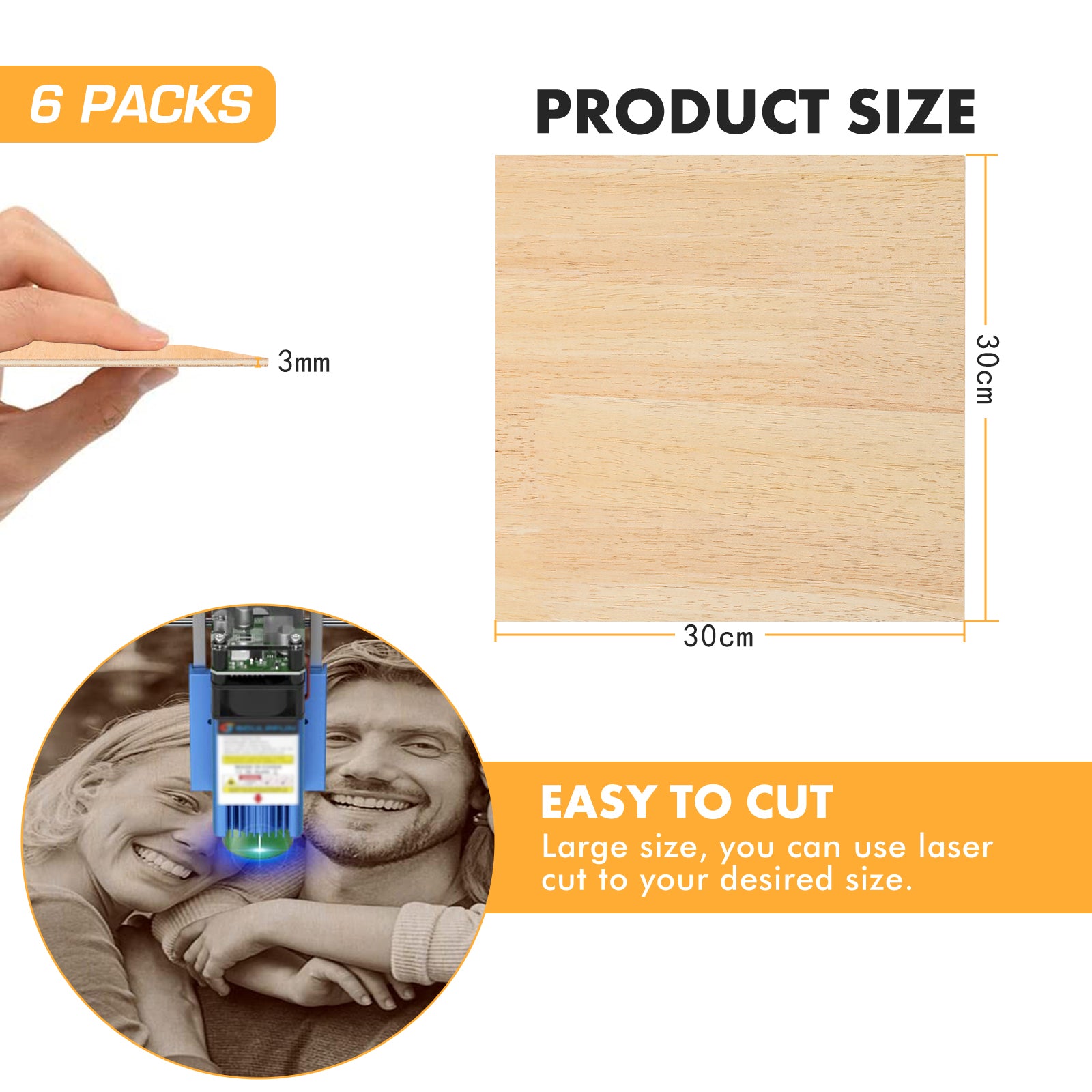 3mm Rubberwood Plywood (6pcs)