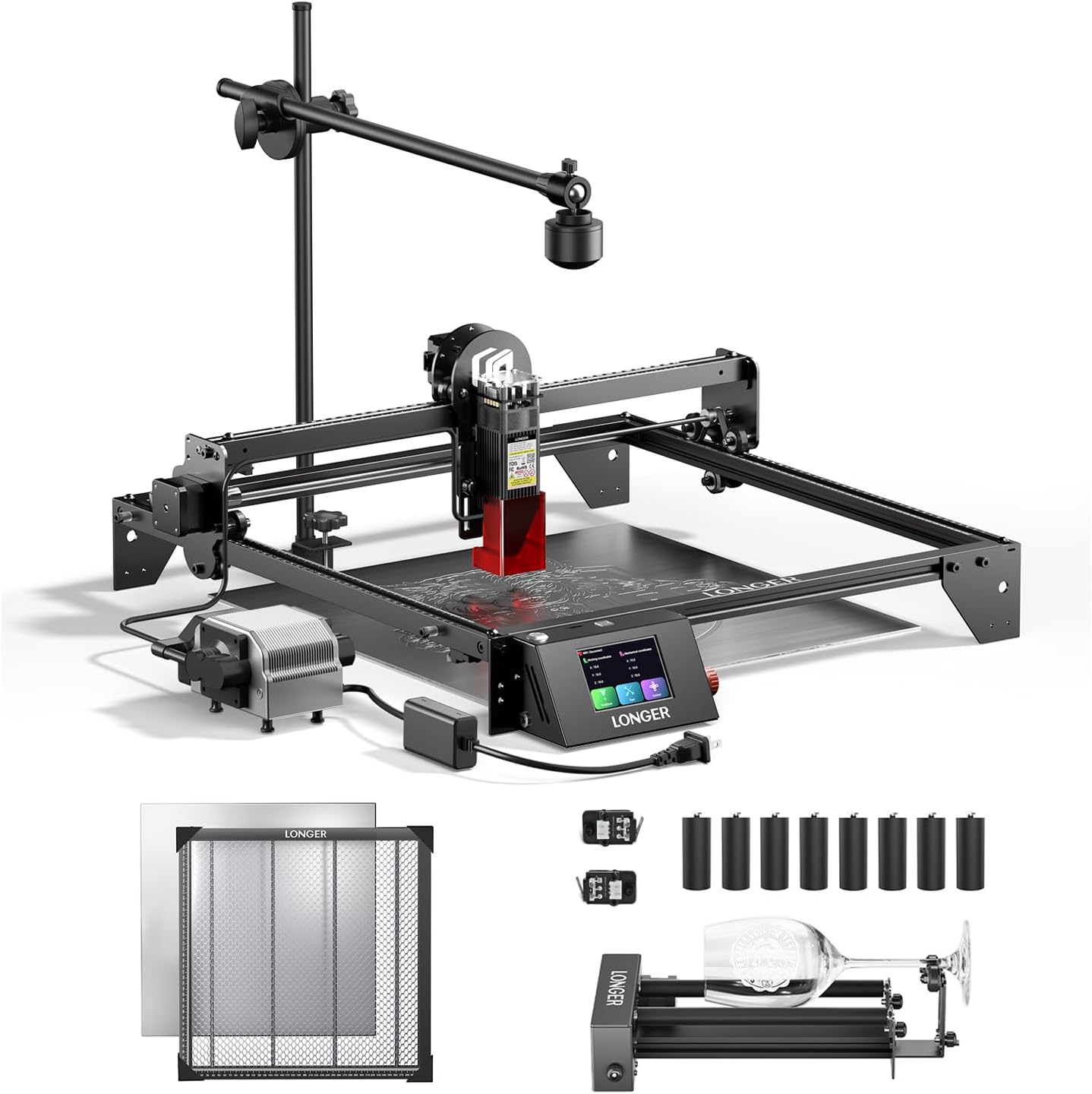 Longer RAY5 10W Laser Cutter and Laser Engraver for Tumblers, with Rotary Roller Bundle, 17.3