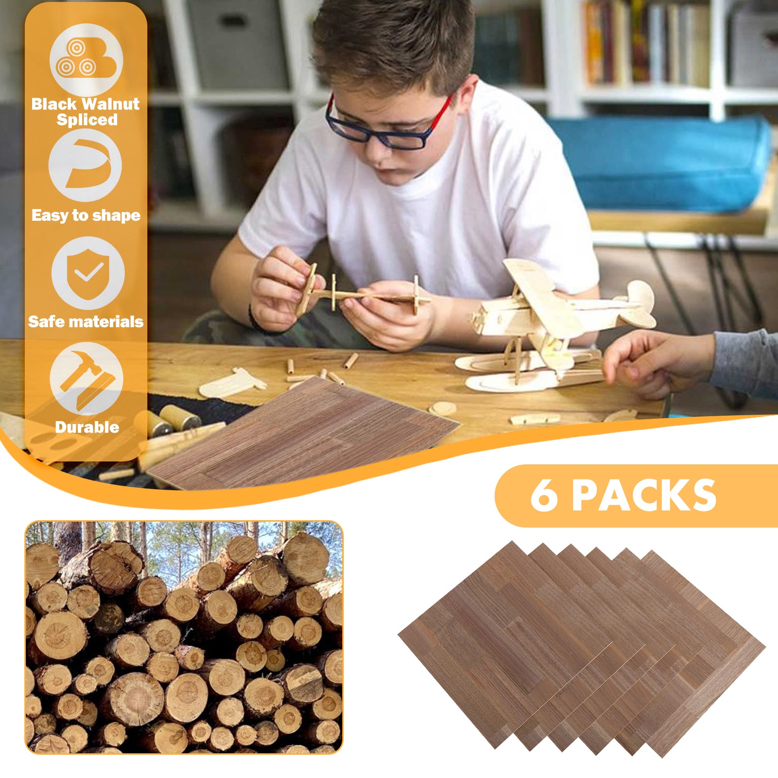 3mm Black Walnut Plywood (6pcs)