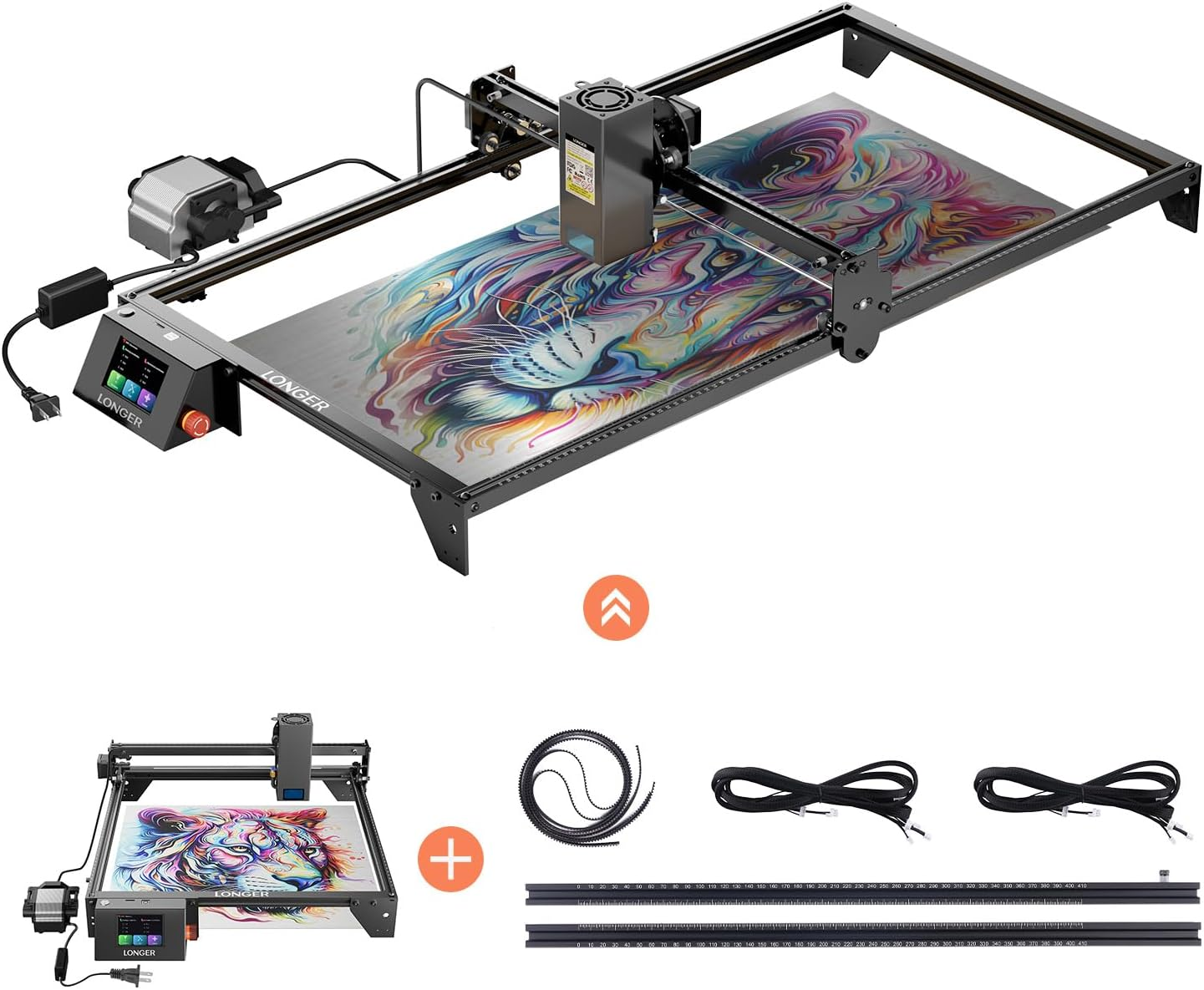 Longer Ray5 20W Laser Engraver with Air Pump and Y-Axis Extension Kit, Expand Working Area to 33.46
