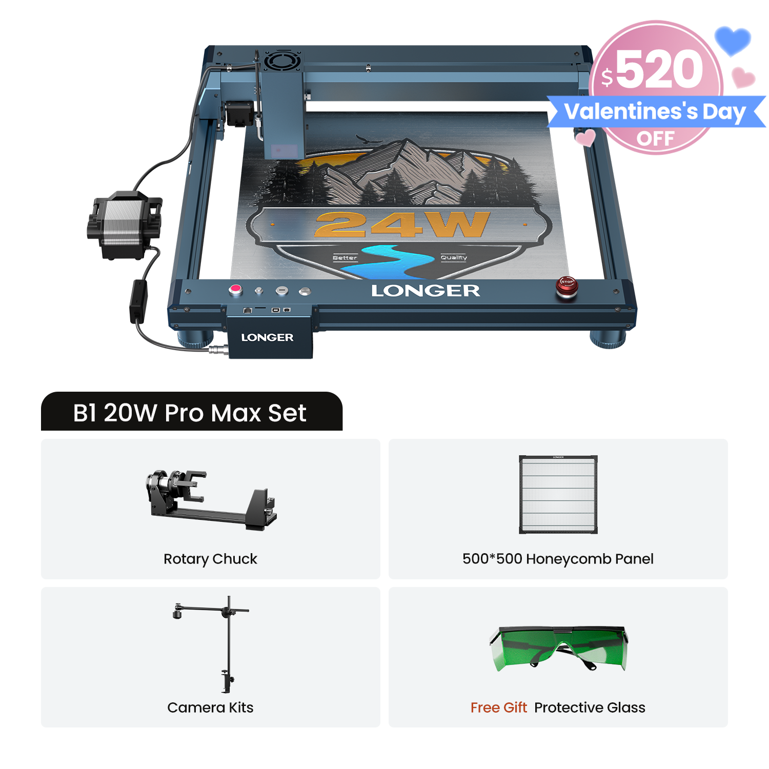 Láser B1 más largo 20W (potencia de salida 22-24W)