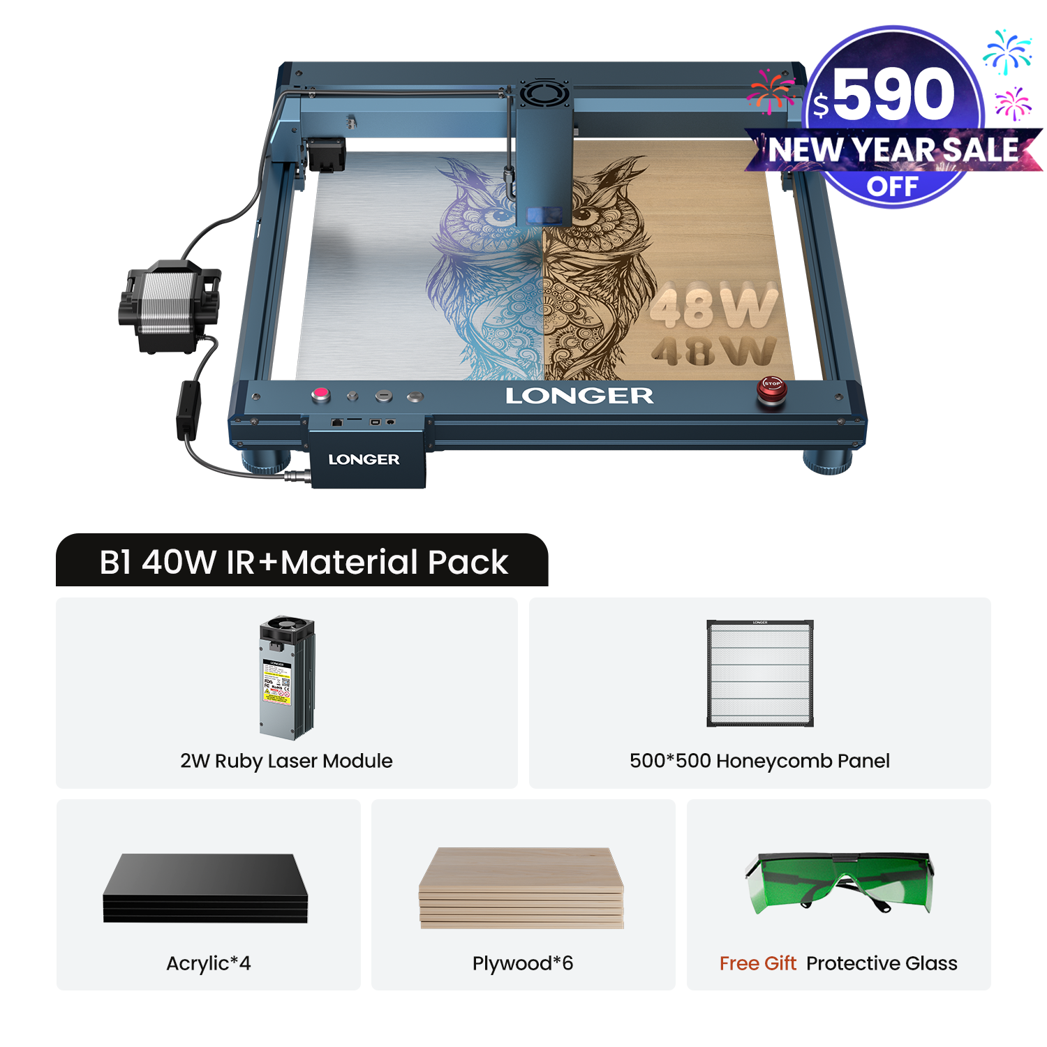 Longer B1 30W/40W Laser Engraving Machine