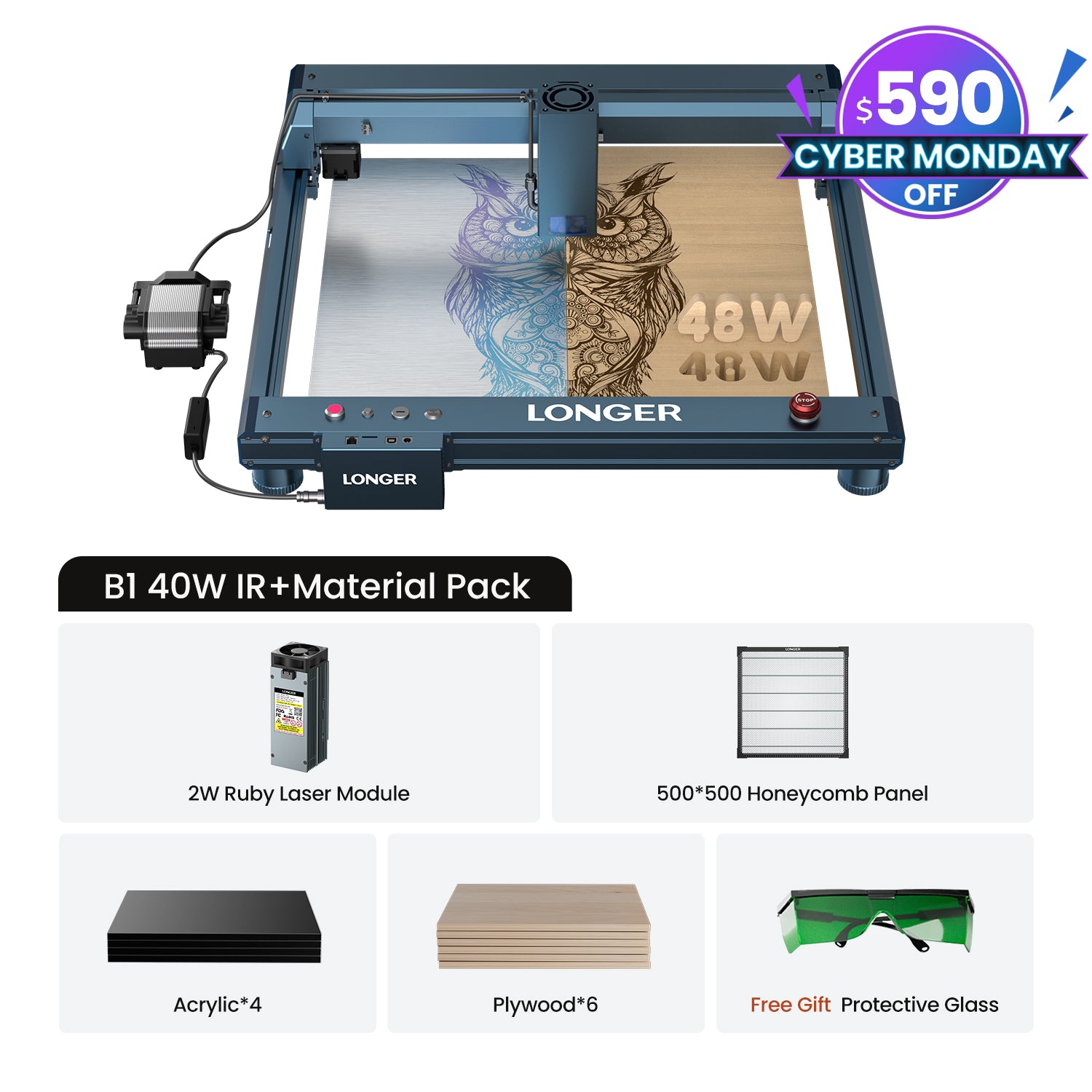 Longer B1 30W/40W Laser Engraving Machine