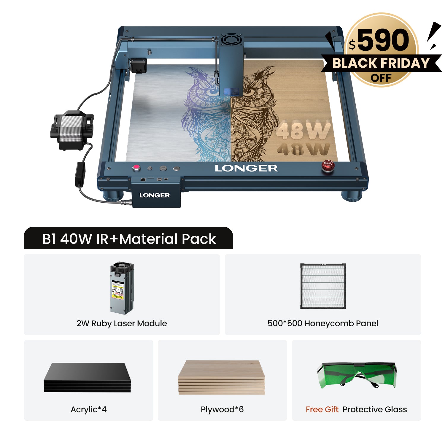 Longer B1 30W/40W Laser Engraving Machine