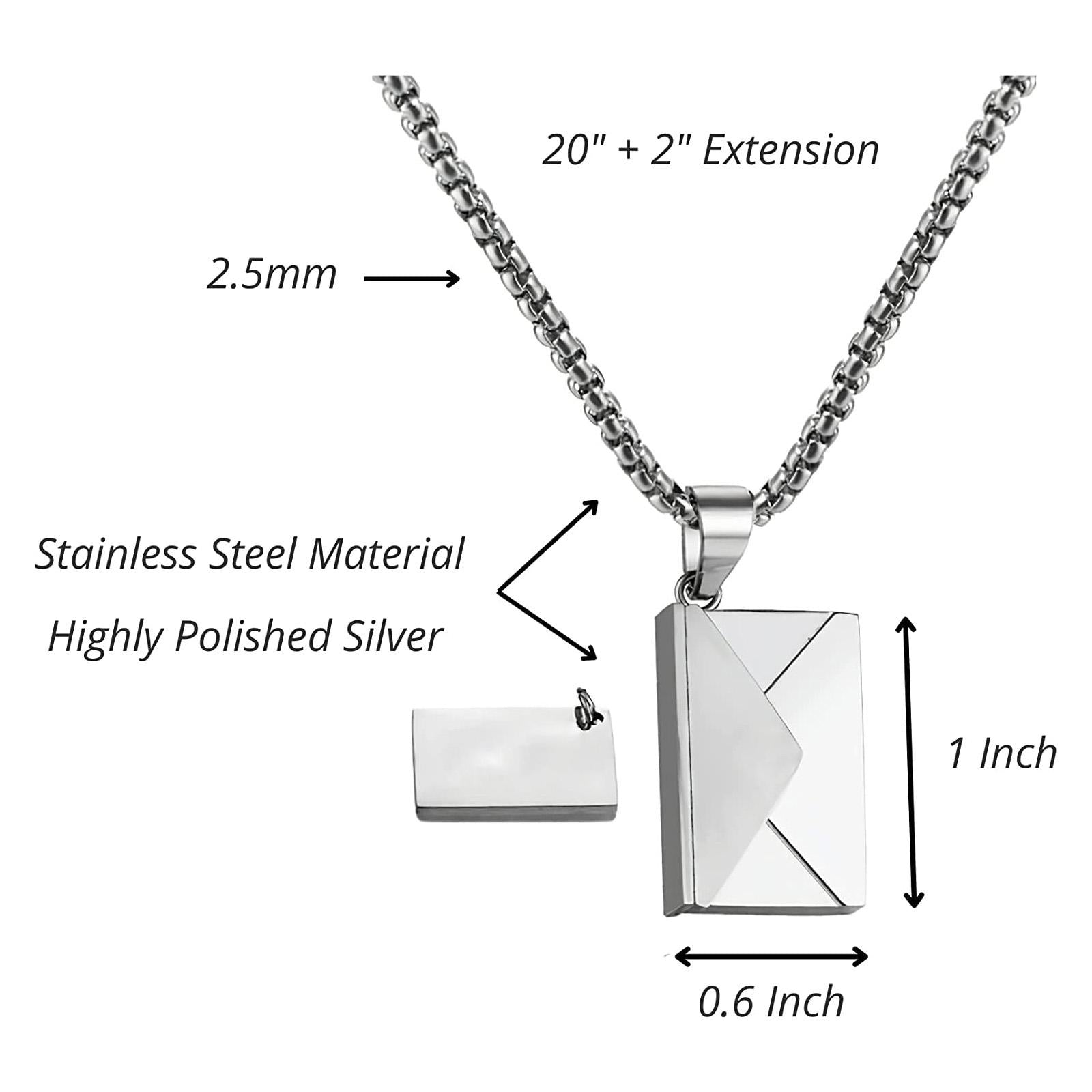 2 Pcs Gold + Silver Couple Envelope Necklace