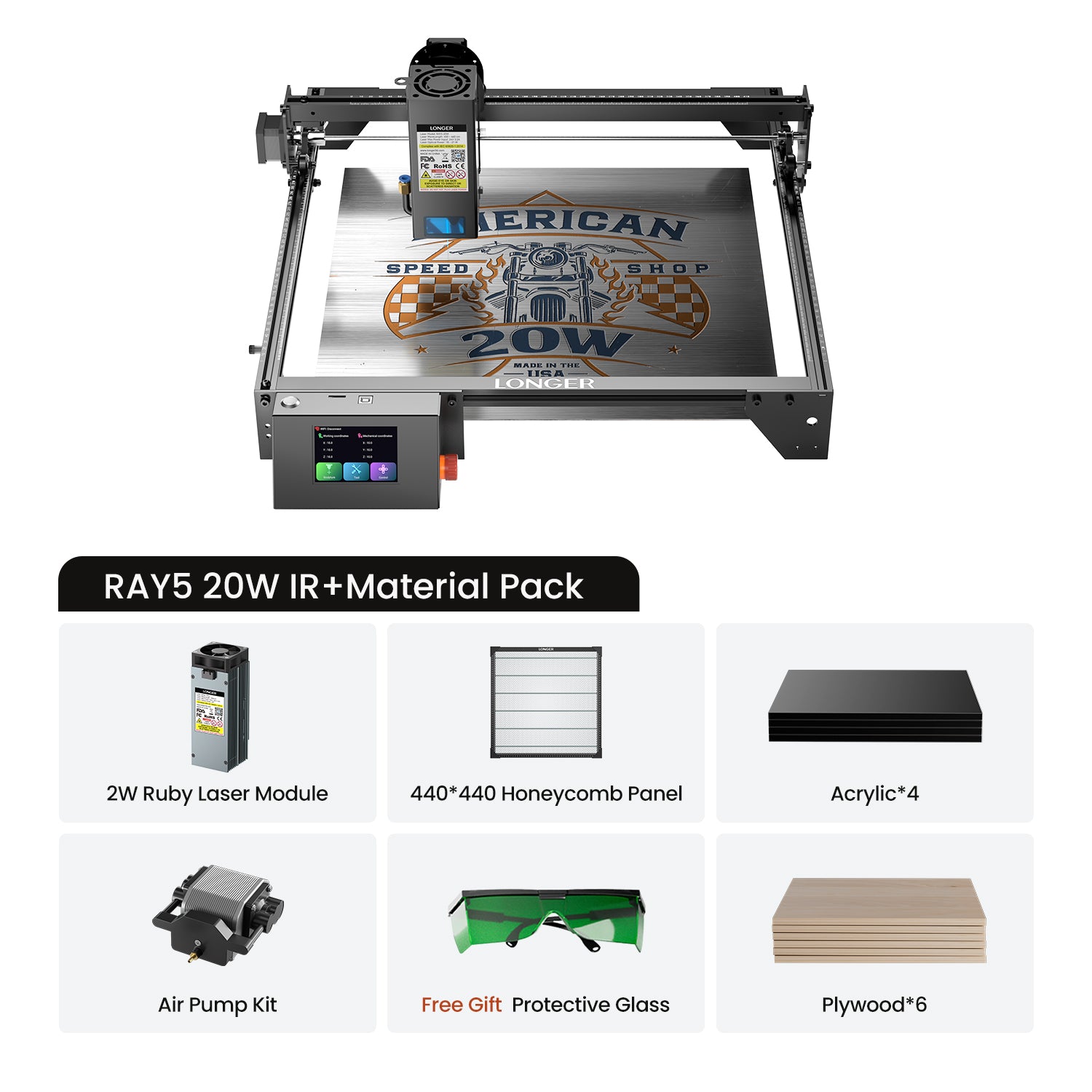 RAY5 20W Láser grabador