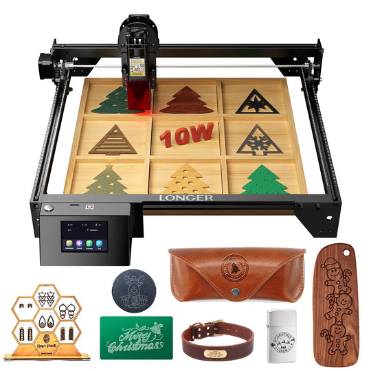 Longer RAY5 60W High Accuracy Cutting and Engraving, 10W Laser Engraver 0.06 * 0.06mm Spot, 3.5" Touch Screen, Multiple Machines Control, DIY Marking for Wood and Metal 15.7"x15.7"