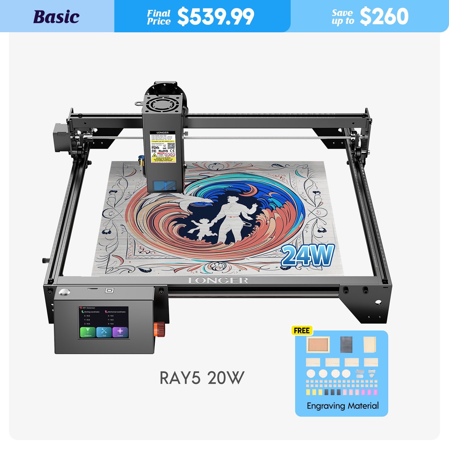 LONGER RAY5 20W Laser Engraver LONGER 3D